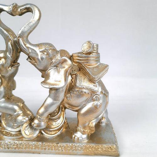 Elephant Statue Showpiece | Fengshui Trunk Up Elephant Figurine With Money & Gold Coins - For Vastu, Good Fortune, Wealth, Strength | For Home Decor, Living Room, Office & Gift - 7 inch