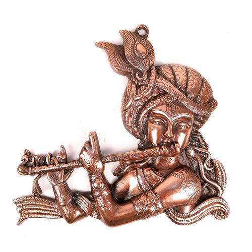Shri Krishna Wall Hanging Idol | Lord Krishna Playing Flute Wall Hanging Statue Murti | Religious & Spiritual Art Sculpture - for Gift, Home, Living Room, Office, Puja Room Decoration - 11 Inch