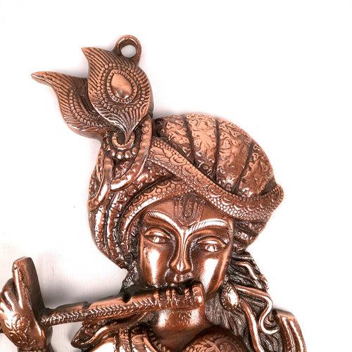Shri Krishna Wall Hanging Idol | Lord Krishna Playing Flute Wall Hanging Statue Murti | Religious & Spiritual Art Sculpture - for Gift, Home, Living Room, Office, Puja Room Decoration - 11 Inch