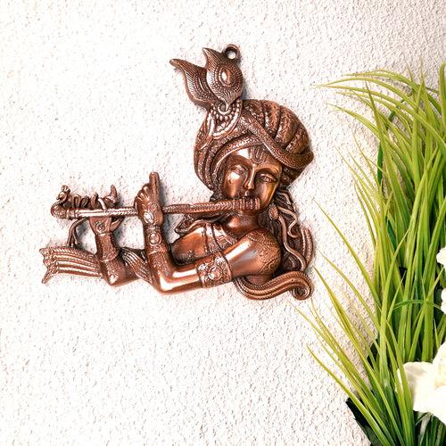 Shri Krishna Wall Hanging Idol | Lord Krishna Playing Flute Wall Hanging Statue Murti | Religious & Spiritual Art Sculpture - for Gift, Home, Living Room, Office, Puja Room Decoration - 11 Inch