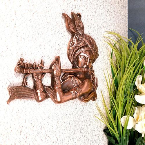 Shri Krishna Wall Hanging Idol | Lord Krishna Playing Flute Wall Hanging Statue Murti | Religious & Spiritual Art Sculpture - for Gift, Home, Living Room, Office, Puja Room Decoration - 11 Inch