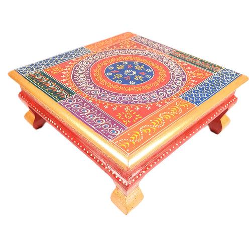 Puja Chowki Bajot| Wooden Choki For Sitting | Peeta For Home, living Room, Corner, Mandir Decoration & Gifts - 16 Inch