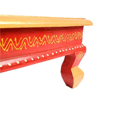 Puja Chowki Bajot| Wooden Choki For Sitting | Peeta For Home, living Room, Corner, Mandir Decoration & Gifts - 16 Inch