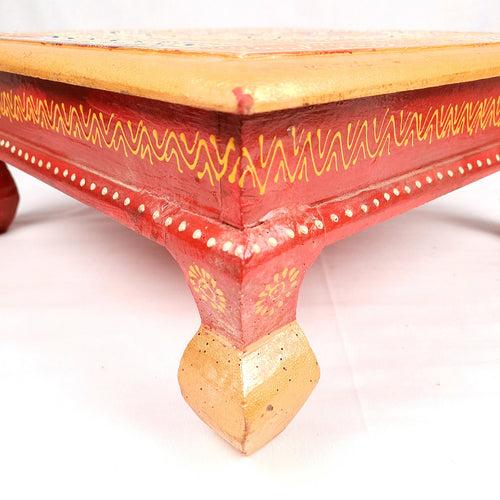 Puja Chowki Bajot| Wooden Choki For Sitting | Peeta For Home, living Room, Corner, Mandir Decoration & Gifts - 16 Inch