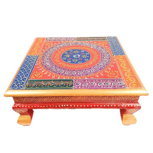 Puja Chowki Bajot| Wooden Choki For Sitting | Peeta For Home, living Room, Corner, Mandir Decoration & Gifts - 16 Inch