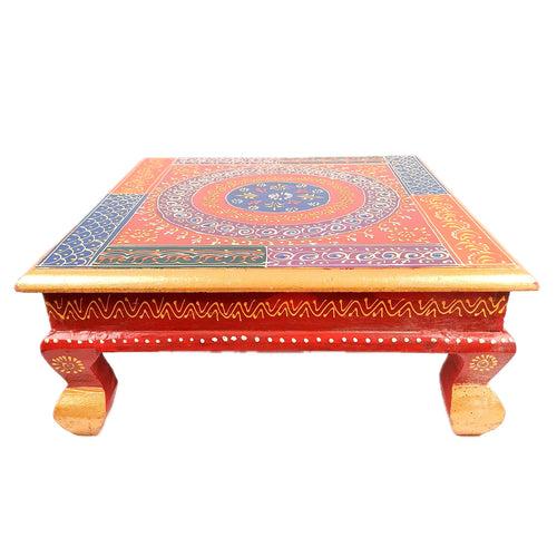 Puja Chowki Bajot| Wooden Choki For Sitting | Peeta For Home, living Room, Corner, Mandir Decoration & Gifts - 16 Inch