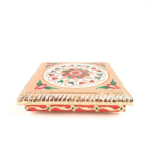 Pooja Chowki Bajot | Minakari Chauki Set - For Pooja, Festivals & Return Gifts (Pack of 2) 6 Inch