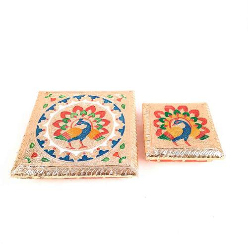 Pooja Chowki Bajot | Wooden Chowki Set - For Diwali Pooja, Festivals & Home Décor - 4, 6 Inch (Pack of 2)