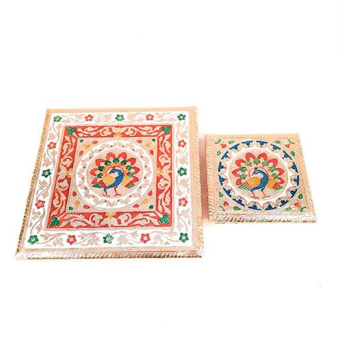 Pooja Chowki Bajot | Wooden Chowki Set - For Pooja, Festivals, Temple & Home Décor - 6, 10 Inch (Pack of 2)