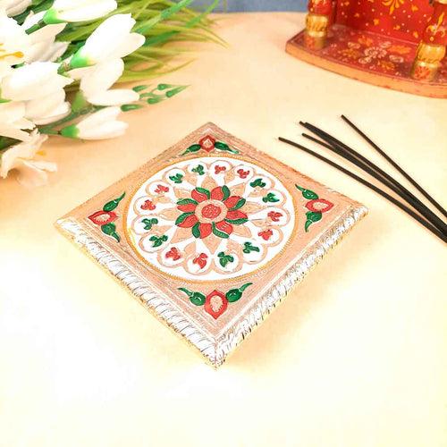 Pooja Chowki Bajot | Minakari Chauki Set - For Pooja, Festivals & Return Gifts (Pack of 2) 6 Inch