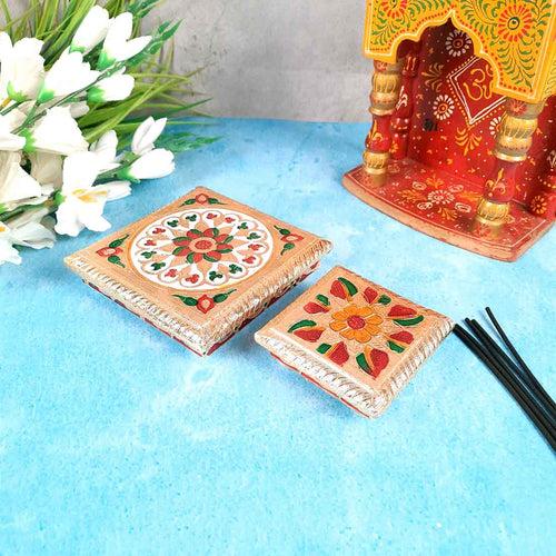 Pooja Chowki Bajot | Wooden Chowki Set - For Diwali Pooja, Festivals & Home Décor - 4, 6 Inch (Pack of 2)