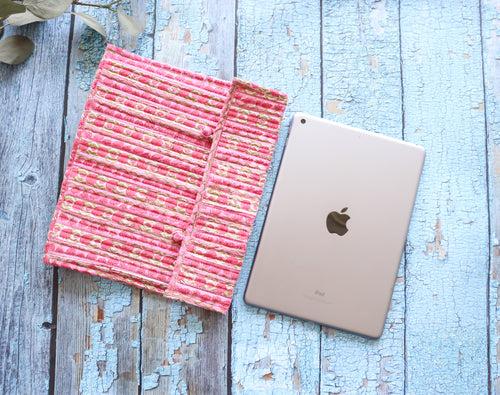 Block print iPad sleeves - Tablet sleeve cover - Pink Trellis