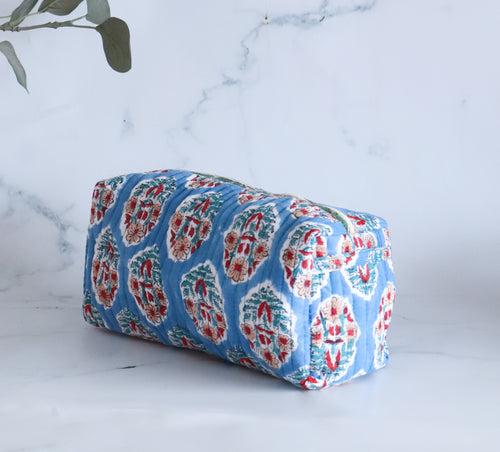 Medium Cosmetic bag - Travel Make up bag - Blue Summer