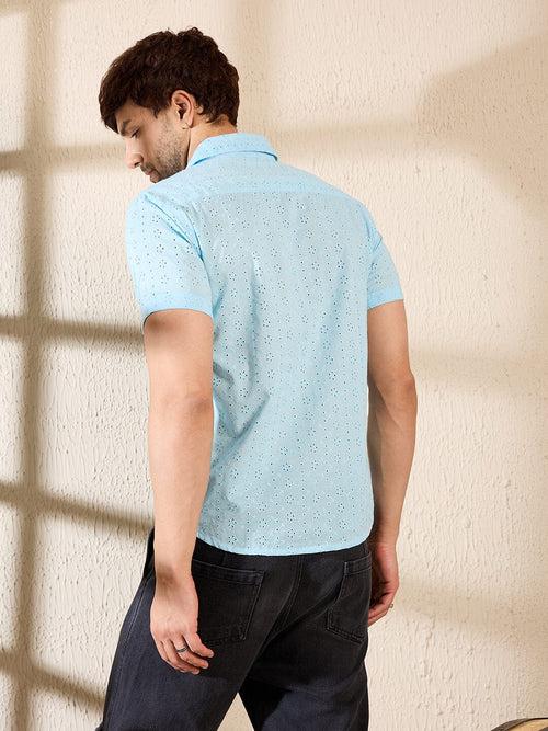 Light Blue Schiffli Shirt