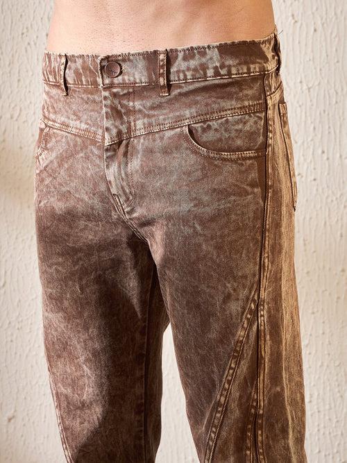 Cinnamon Grunge Wash Cut & Sew Flared Denim