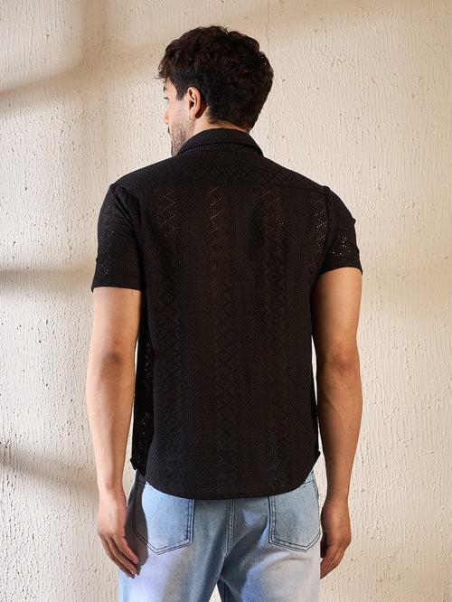 Black Lace Cuban Shirt