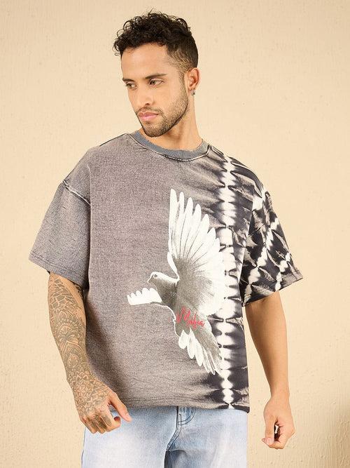 Dove Graphic Tie Dye Heavy Weight Oversized Tshirt