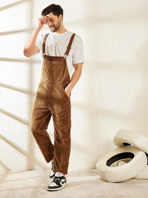 Camel Dyed Corduroy Baggy Dungaree