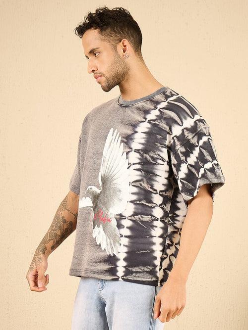 Dove Graphic Tie Dye Heavy Weight Oversized Tshirt