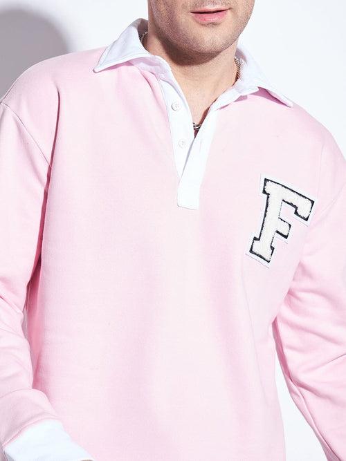 Pink Fleece Rugby Polo Tshirt