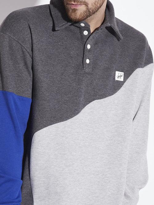 Grey Cut Sew Polo Sweatshirt
