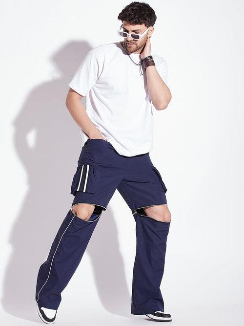 Navy Detachable Baggy Trackpant