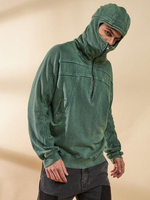 Green Washed Baggy Smugglers Hooded Sweatshirt