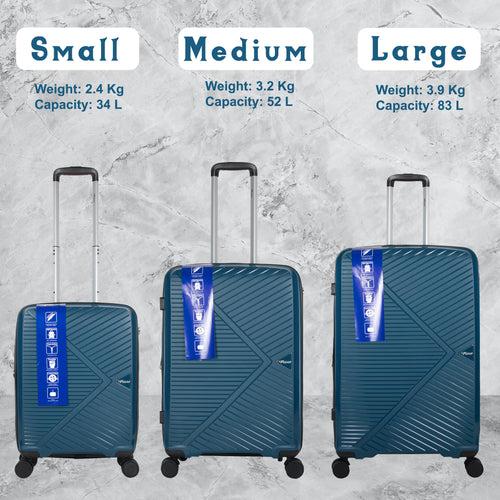 STV PP03 Peacock Blue Expandable Cabin Suitcase Set of 3