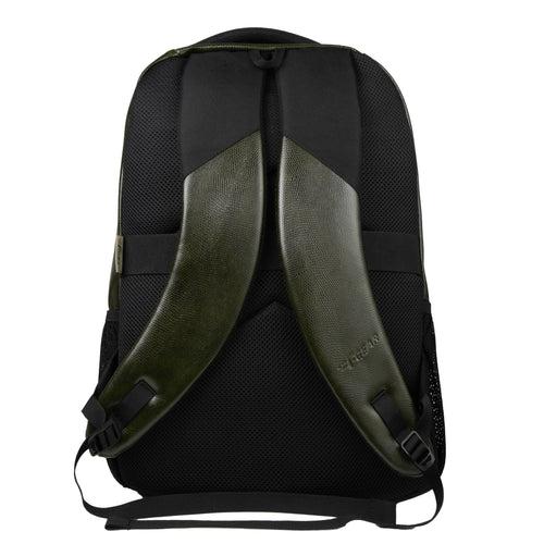 Zurich 30L Green Vegan Leather USB Laptop Backpack with Raincover