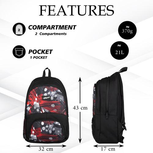 Bora 21L Geometric Black Red Backpack