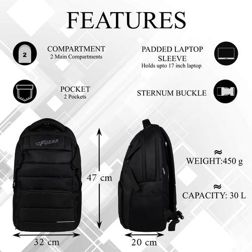 Trofeo 30L Black Laptop Backpack