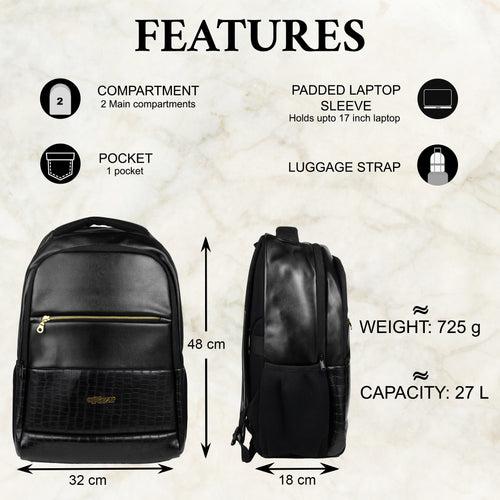 Mastermind 27L Black Vegan Leather Laptop Backpack