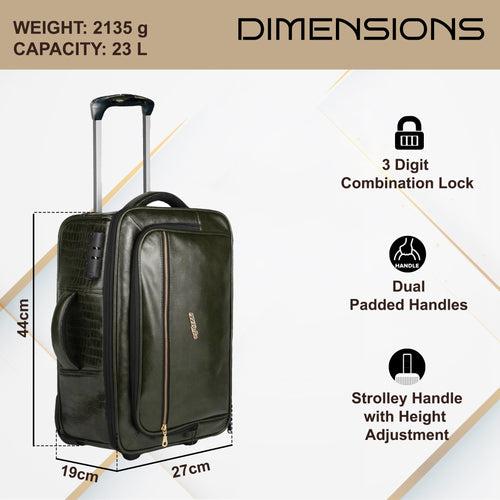 Stargaze 23L Green Vegan Leather Overnighter Pilot Laptop Trolley Case