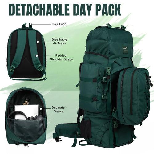 Levante 87L Spruce Green Rucksack Detachable Daypack