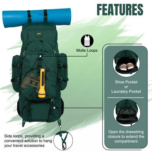 Levante 87L Spruce Green Rucksack Detachable Daypack