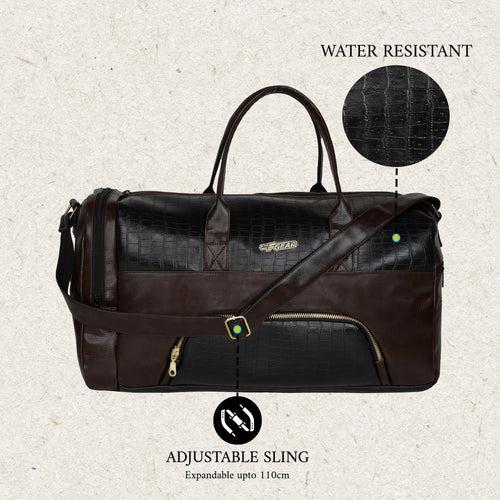 Jesko 26L Black Tan Vegan Leather Travel Duffle