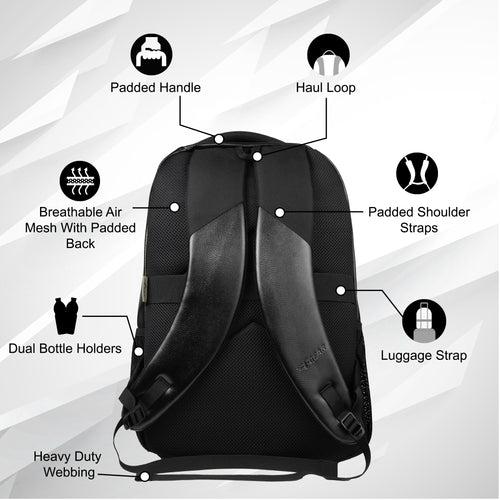 Knockout 26L Black Vegan Leather Laptop Backpack