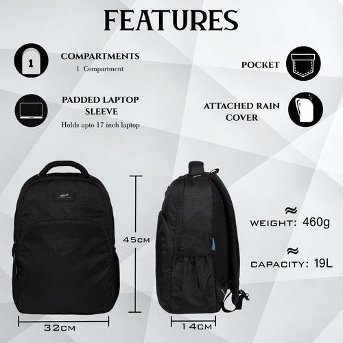 J7757 Respond Black 19L Laptop Backpack with Raincover