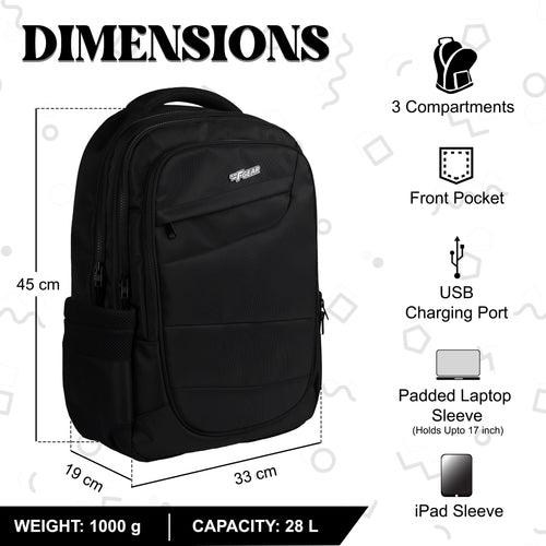 Calima 28L Black Laptop Backpack with Raincover