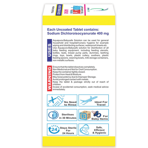 Aquapura Babysafe - Baby Bottle and Baby Feeding Equipment Sterilizing Tablets - 32 Days Supply*