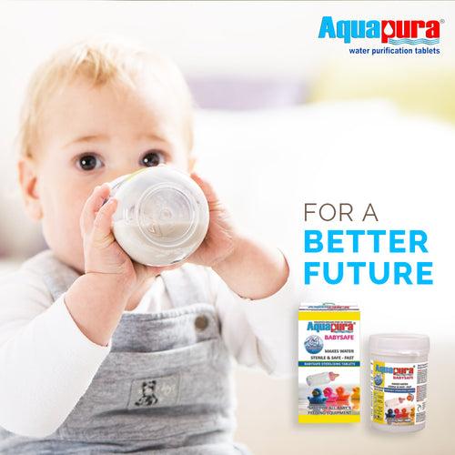 Aquapura Babysafe - Baby Bottle and Baby Feeding Equipment Sterilizing Tablets - 32 Days Supply*