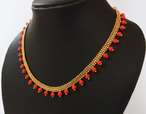 Itscustommade Orange Beaded Necklace