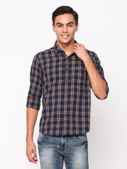 Dark Blue Checkerd Shirt