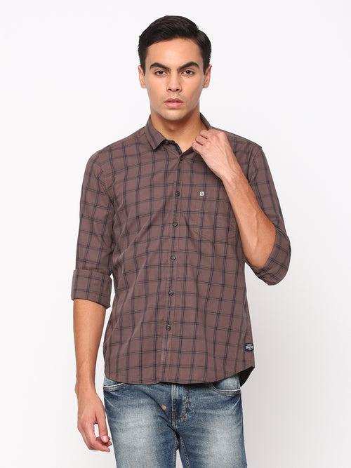 Light Brown Checkerd Shirt