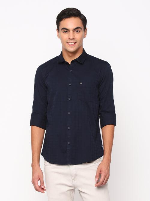 Dark Blue Checkerd Shirt