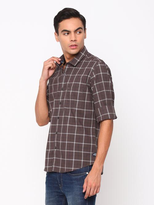 Brown Checkerd Shirt