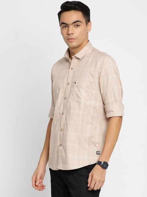 Light Brown Checkerd Shirt