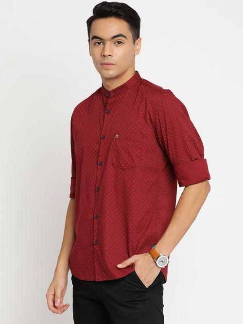 Slim Fit Red Printed Shirt