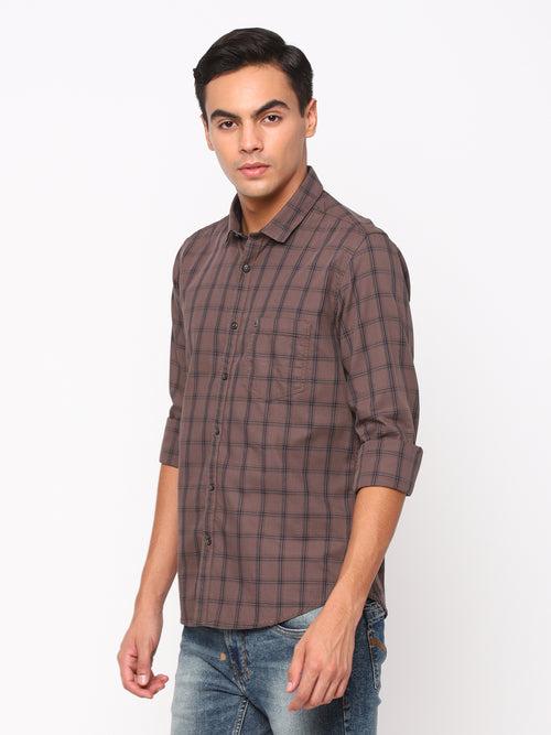 Light Brown Checkerd Shirt