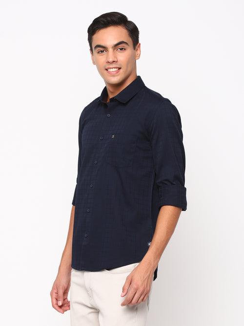 Dark Blue Checkerd Shirt